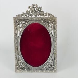 Vintage Pewter Glass Decorative Frame 7 x 4 1/4”
